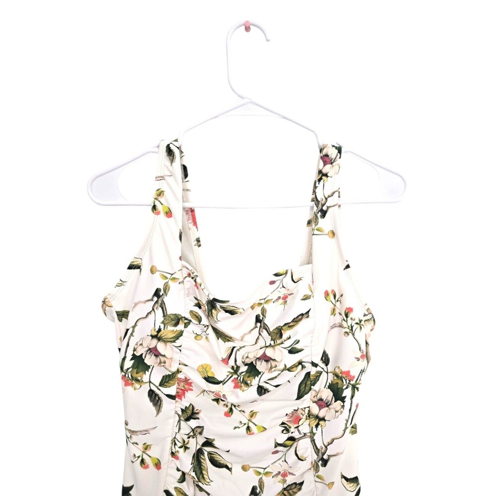 Shade And Shore Women’s White Floral One Piece Swimsuit Tummy Control Sz L NWT - Picture 6 of 9